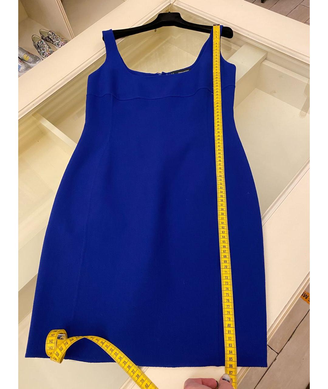 DSQUARED2 Синее шерстяное коктейльное платье, фото 5