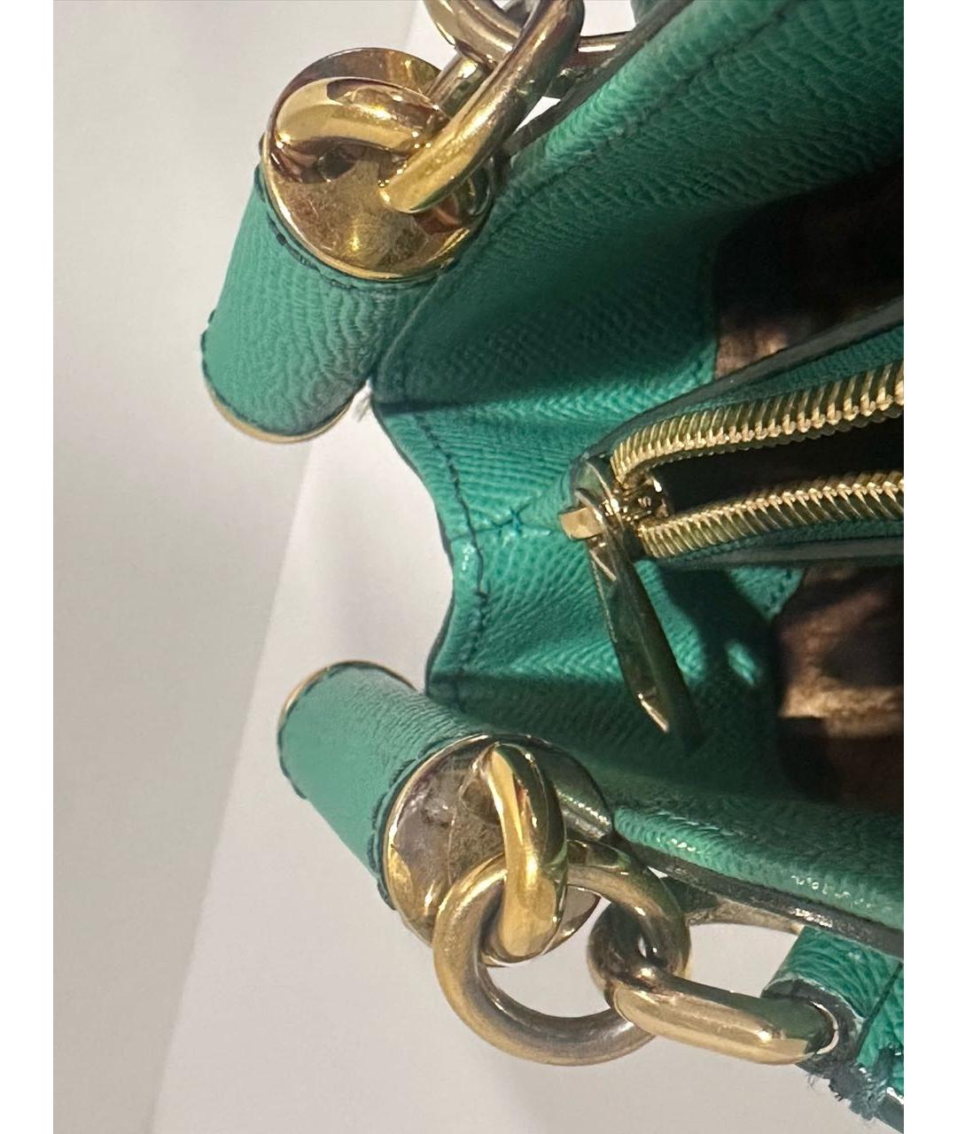 DOLCE&GABBANA Зеленая кожаная сумка с короткими ручками, фото 8