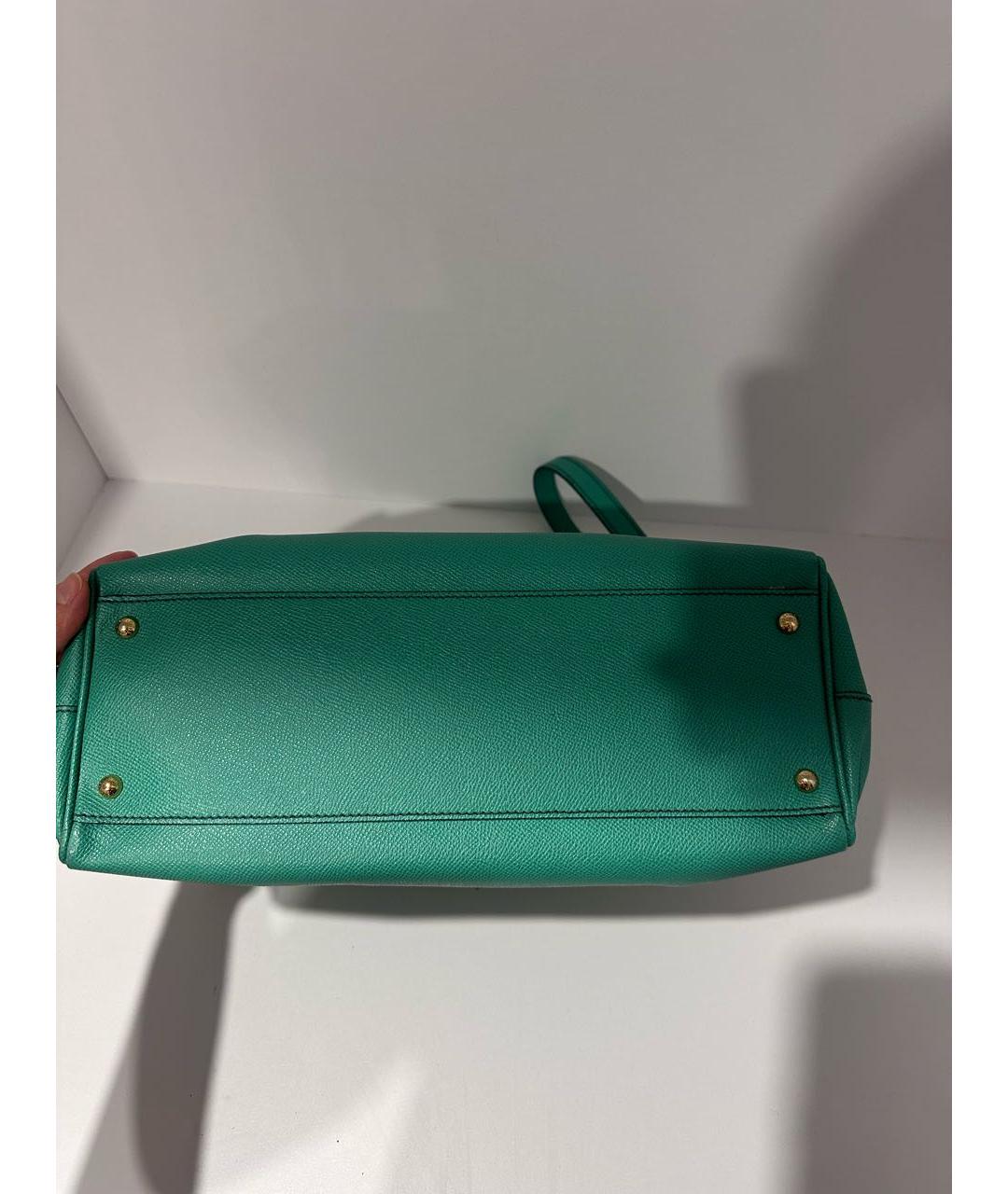 DOLCE&GABBANA Зеленая кожаная сумка с короткими ручками, фото 6