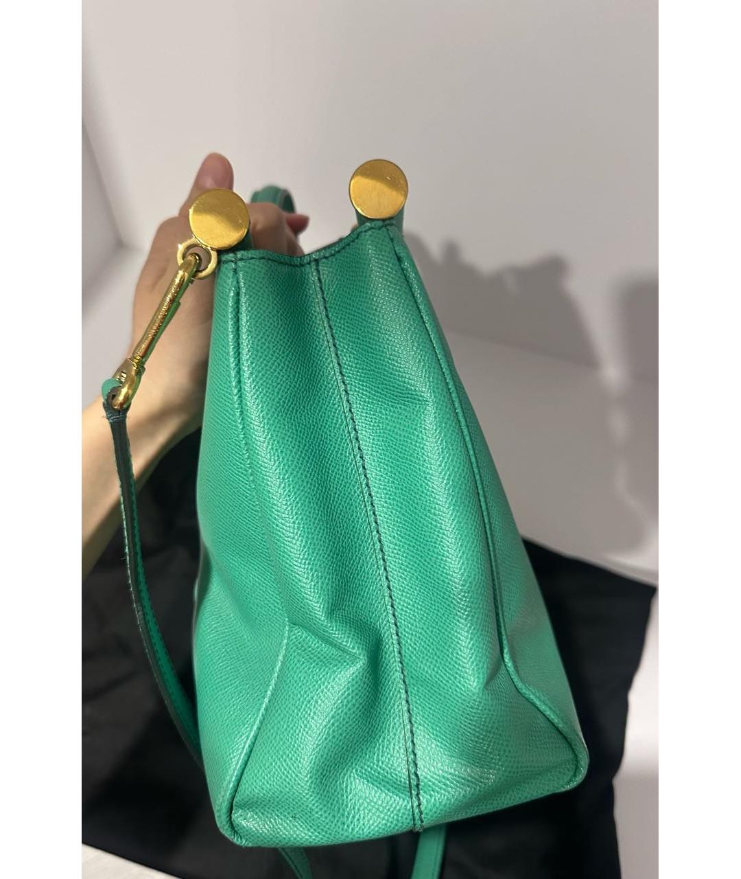 DOLCE&GABBANA Зеленая кожаная сумка с короткими ручками, фото 3