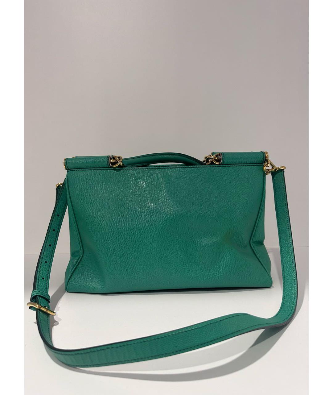 DOLCE&GABBANA Зеленая кожаная сумка с короткими ручками, фото 2