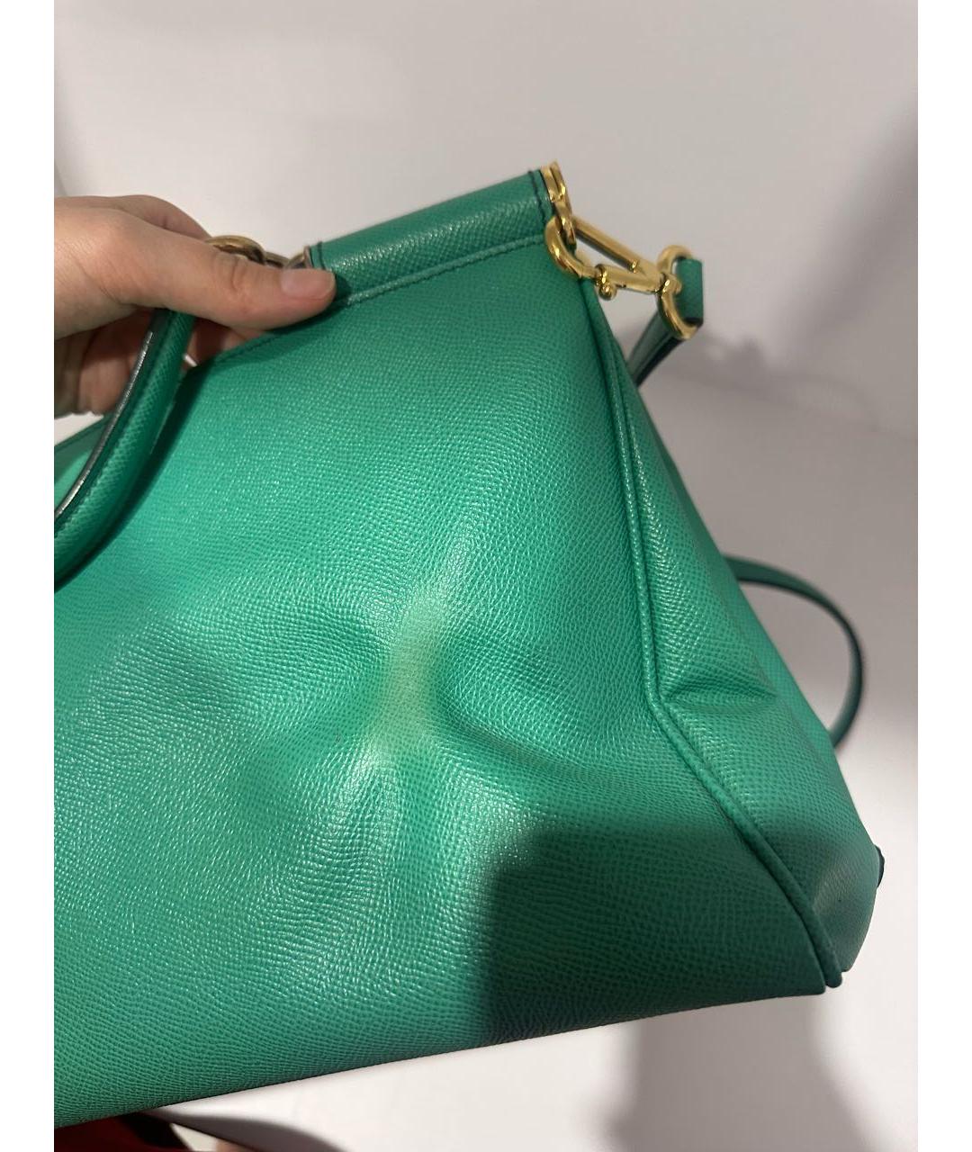 DOLCE&GABBANA Зеленая кожаная сумка с короткими ручками, фото 7