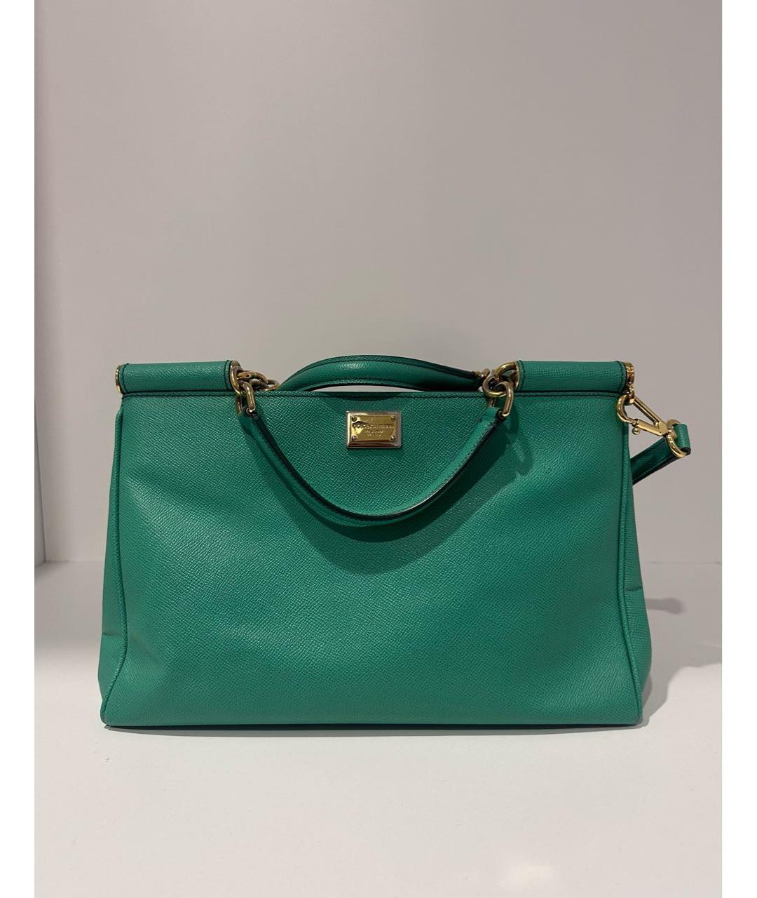 DOLCE&GABBANA Зеленая кожаная сумка с короткими ручками, фото 9