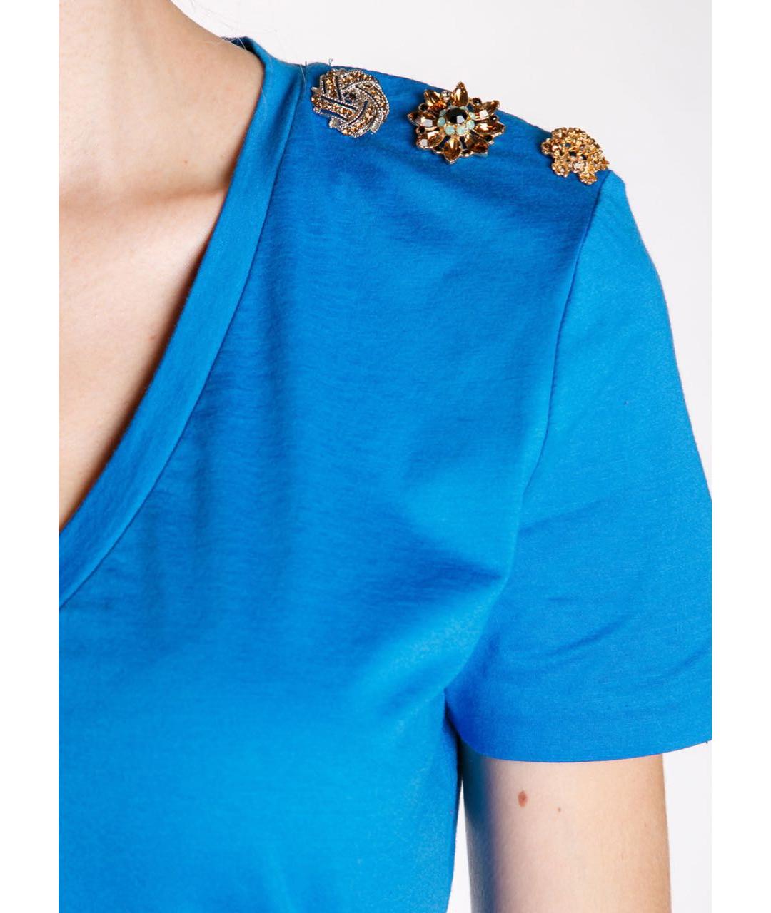 DSQUARED2 Синяя хлопко-эластановая футболка, фото 4