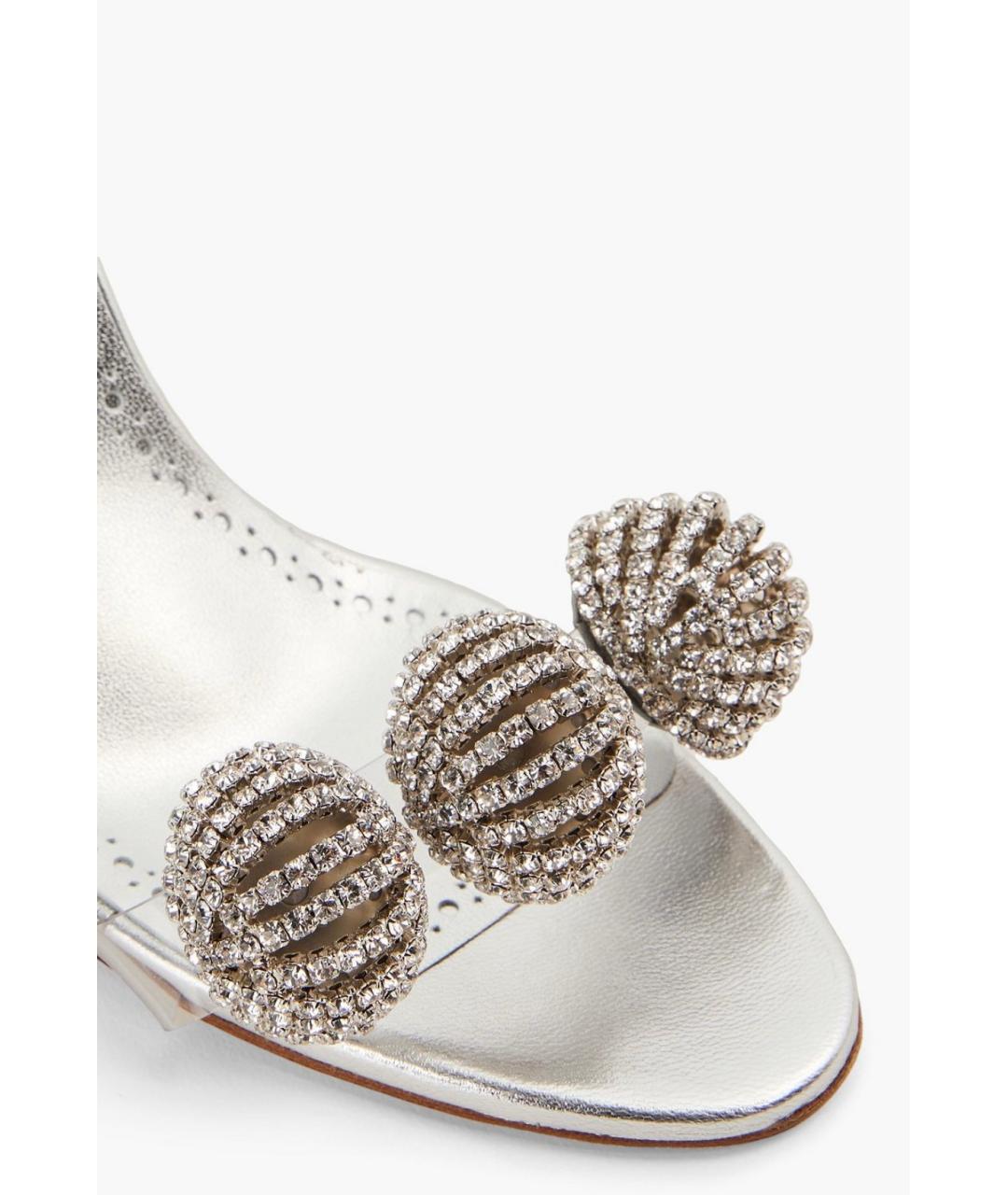 MANOLO BLAHNIK Серебряные кожаные босоножки, фото 3