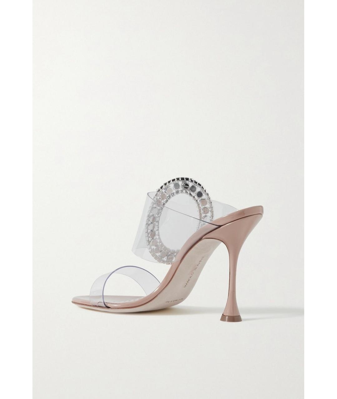 MANOLO BLAHNIK Розовые мюли из лакированной кожи, фото 3