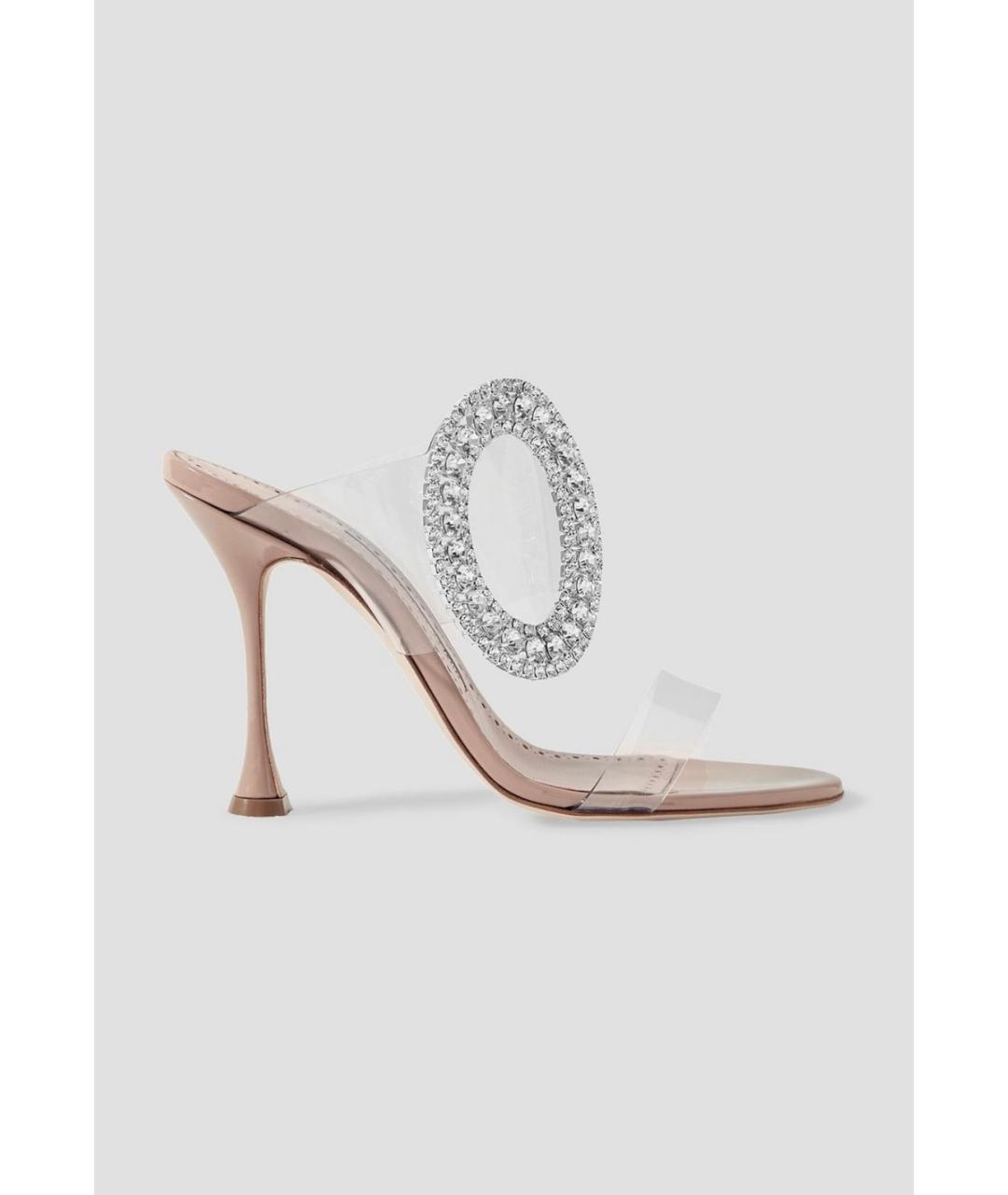 MANOLO BLAHNIK Розовые мюли из лакированной кожи, фото 5