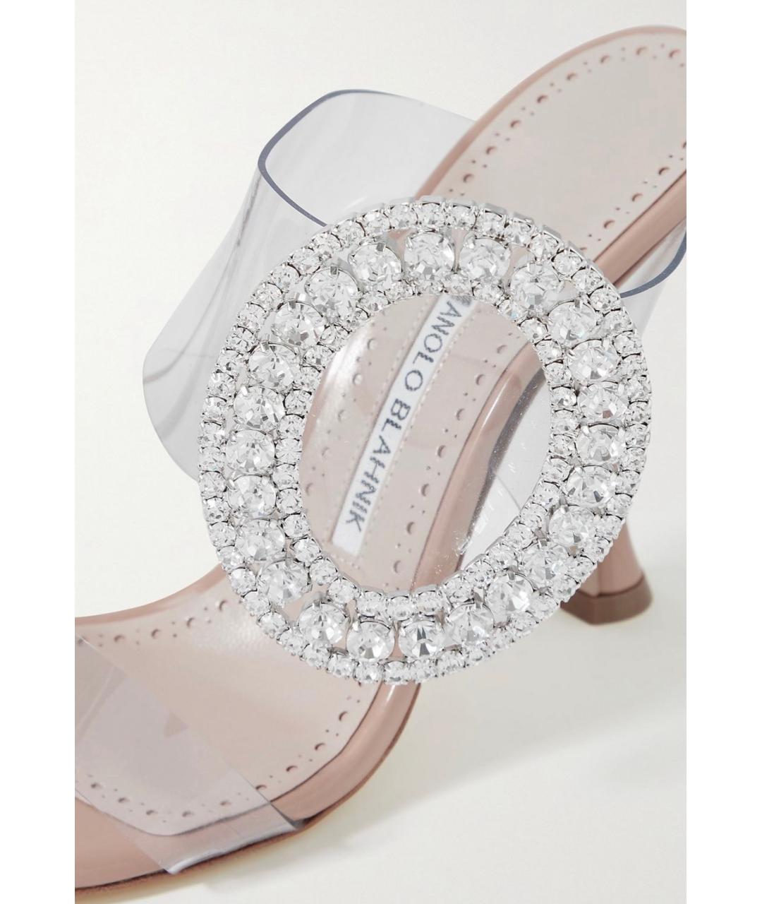 MANOLO BLAHNIK Розовые мюли из лакированной кожи, фото 4