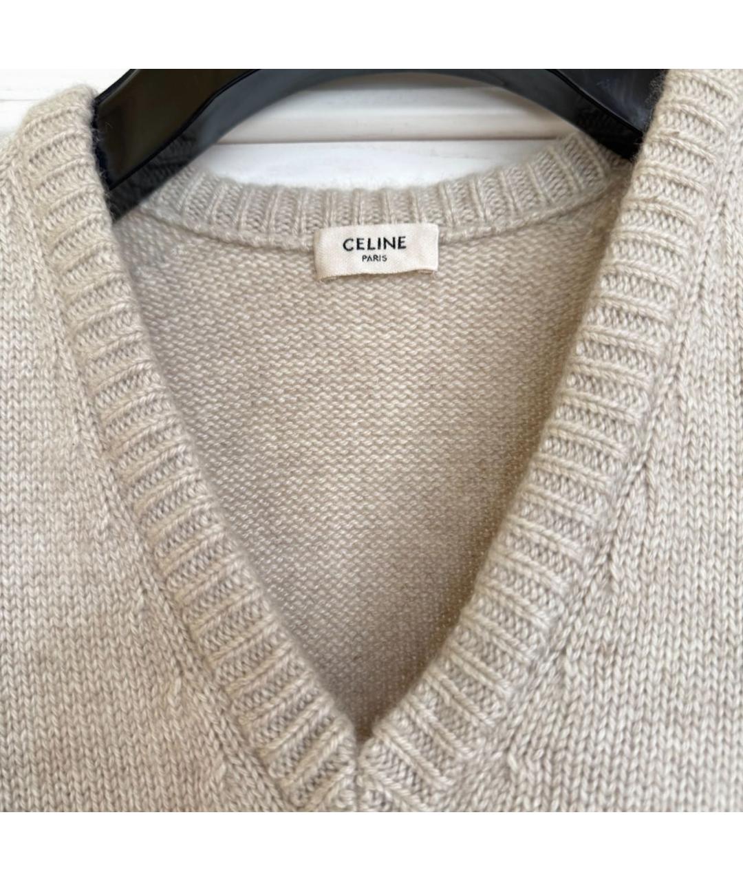 CELINE Бежевый кашемировый джемпер / свитер, фото 4