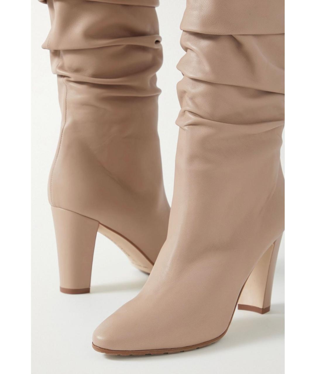 MANOLO BLAHNIK Бежевые кожаные сапоги, фото 3