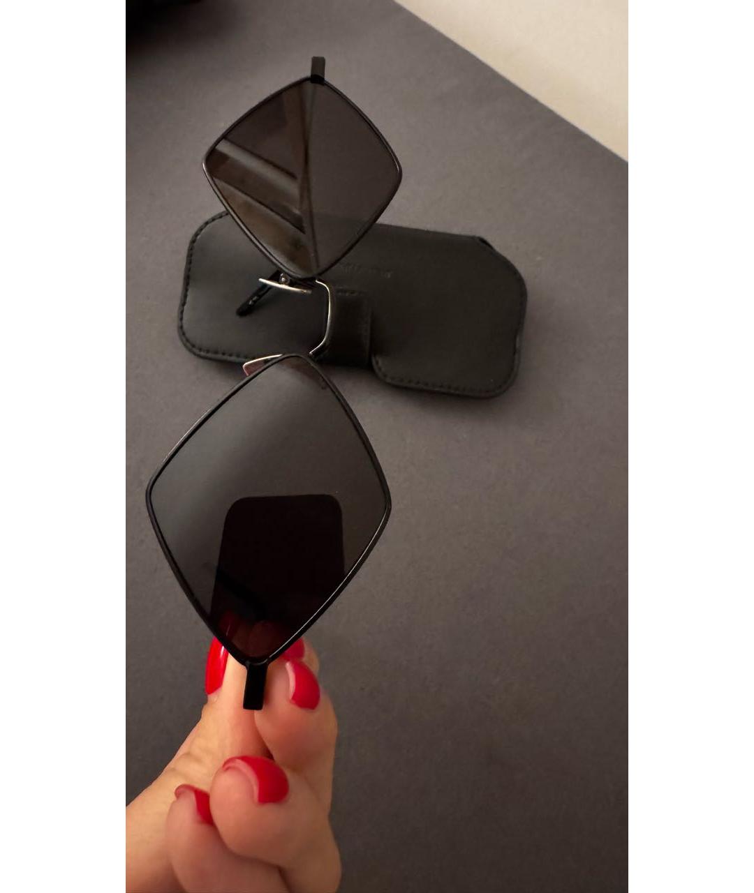SAINT LAURENT Черные металлические солнцезащитные очки, фото 4