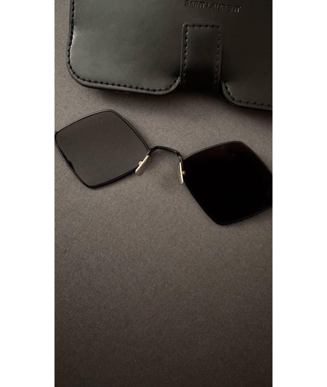 SAINT LAURENT Черные металлические солнцезащитные очки, фото 6