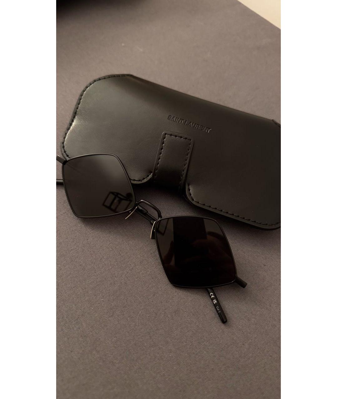 SAINT LAURENT Черные металлические солнцезащитные очки, фото 7