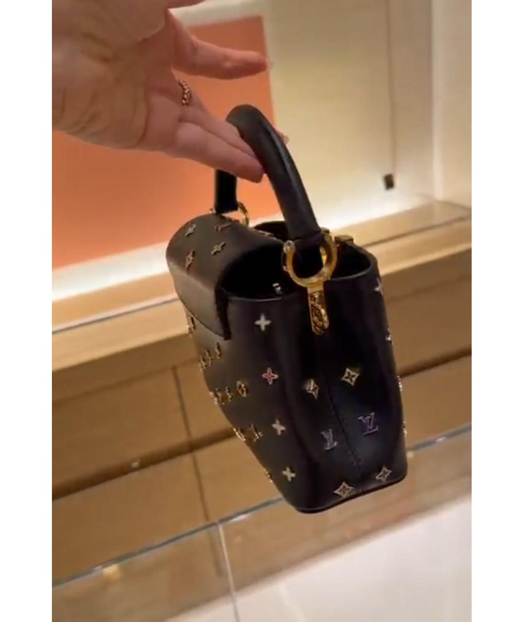 LOUIS VUITTON Черная кожаная сумка с короткими ручками, фото 6