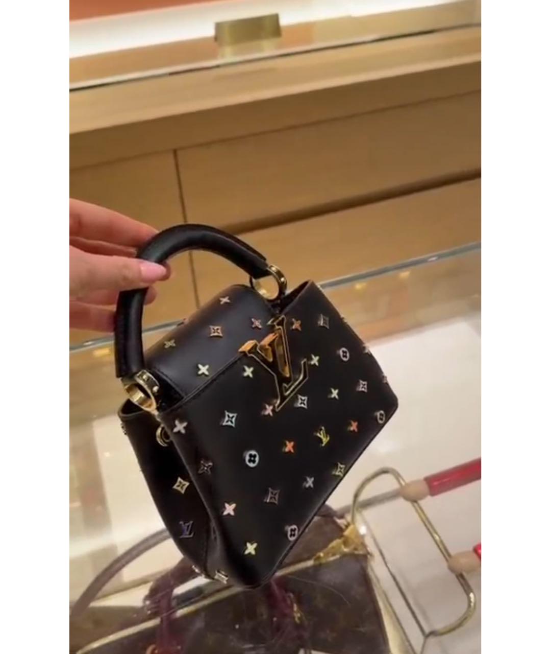 LOUIS VUITTON Черная кожаная сумка с короткими ручками, фото 2