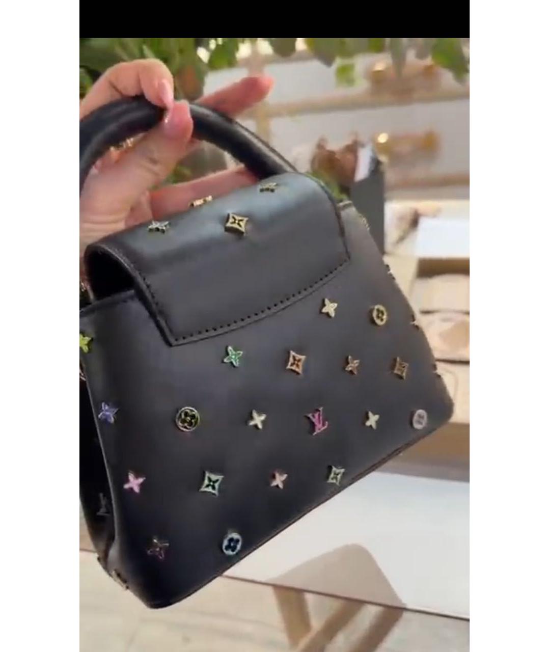 LOUIS VUITTON Черная кожаная сумка с короткими ручками, фото 4