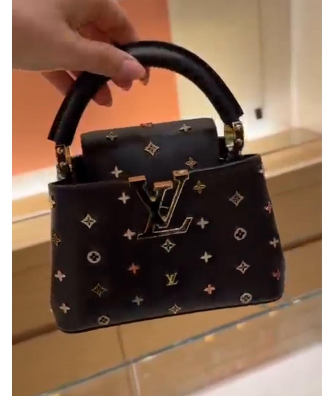 LOUIS VUITTON Черная кожаная сумка с короткими ручками, фото 5