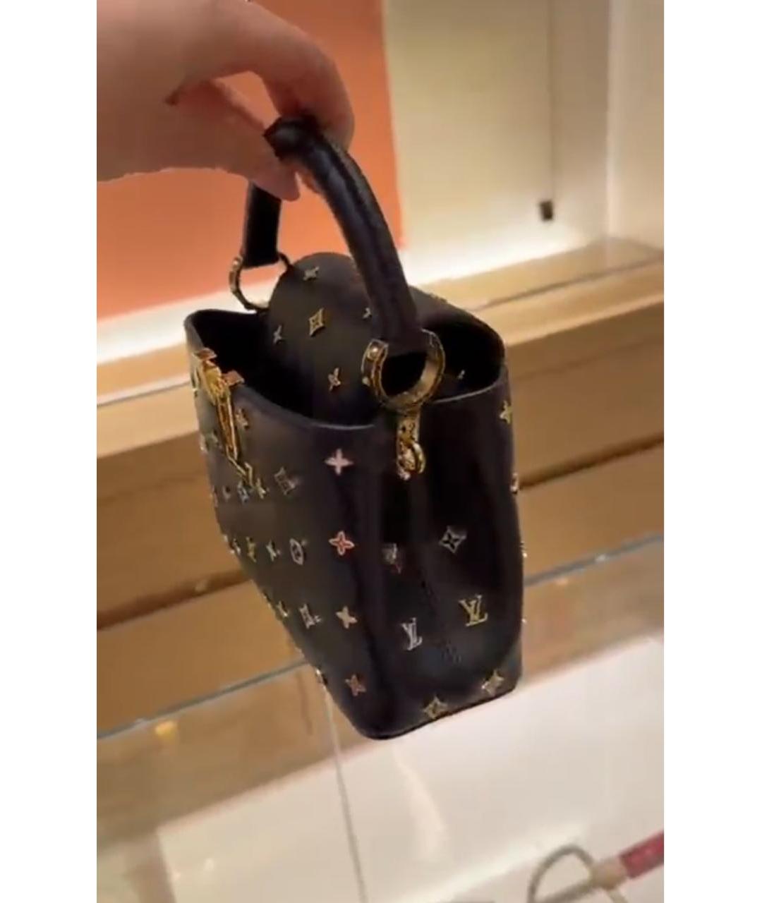 LOUIS VUITTON Черная кожаная сумка с короткими ручками, фото 3