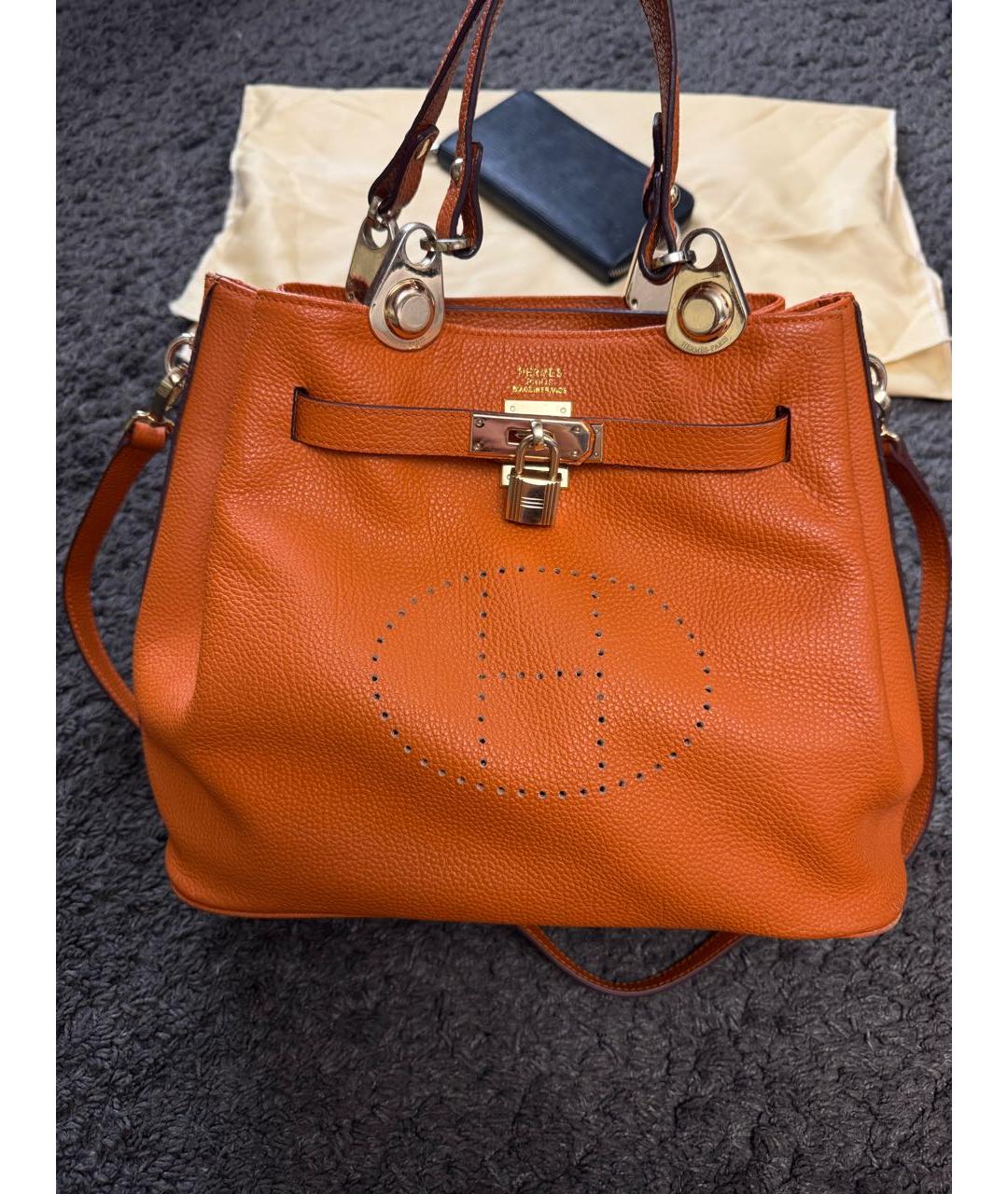HERMES Оранжевая кожаная сумка через плечо, фото 6