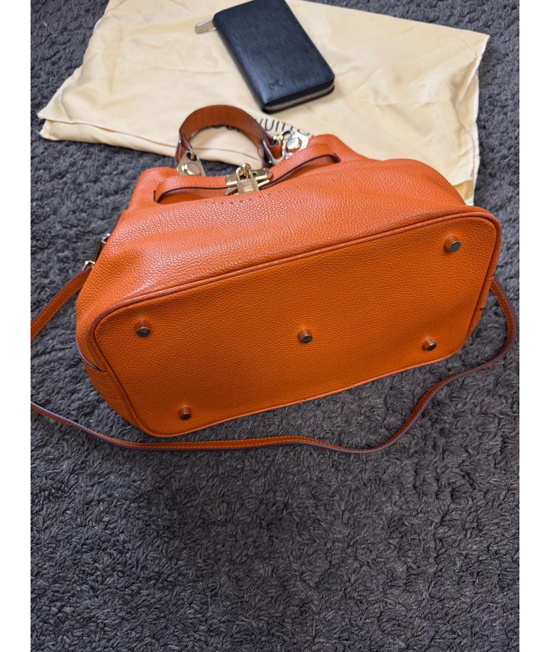 HERMES Оранжевая кожаная сумка через плечо, фото 2