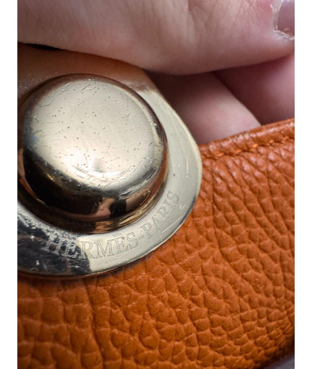 HERMES Оранжевая кожаная сумка через плечо, фото 3