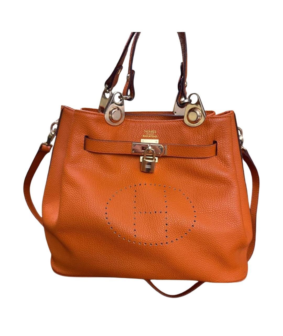 HERMES Оранжевая кожаная сумка через плечо, фото 1