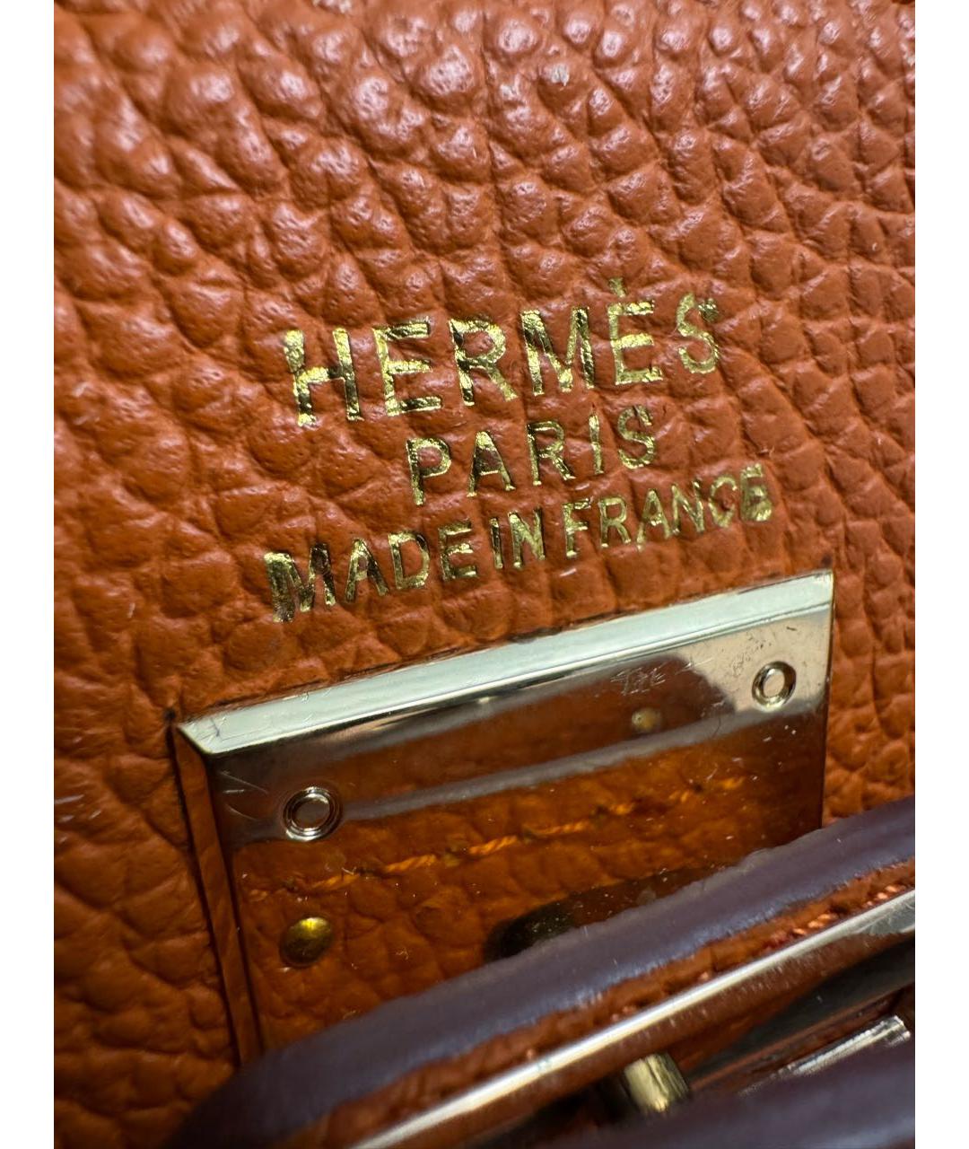 HERMES Оранжевая кожаная сумка через плечо, фото 5