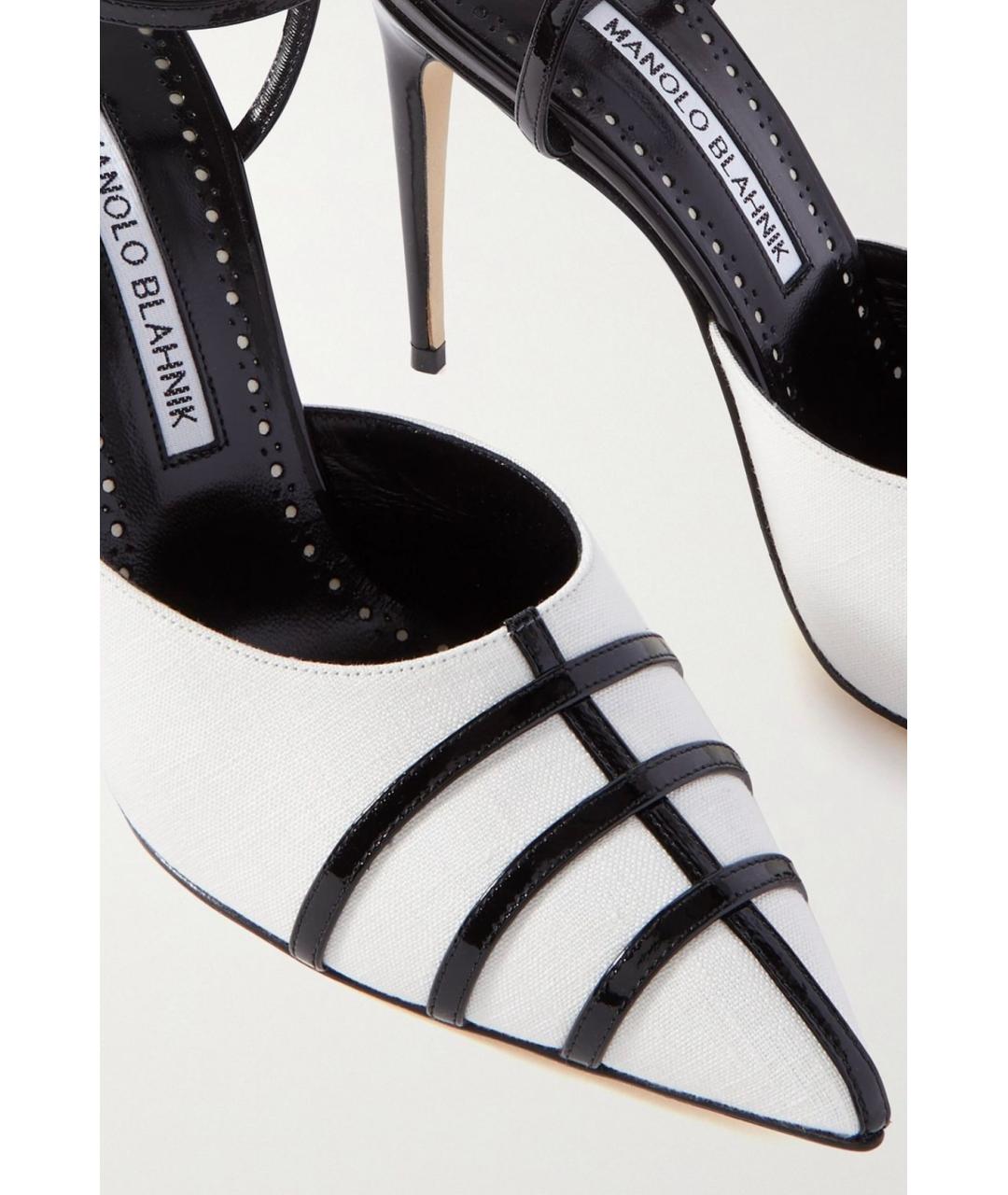 MANOLO BLAHNIK Белые текстильные туфли, фото 4