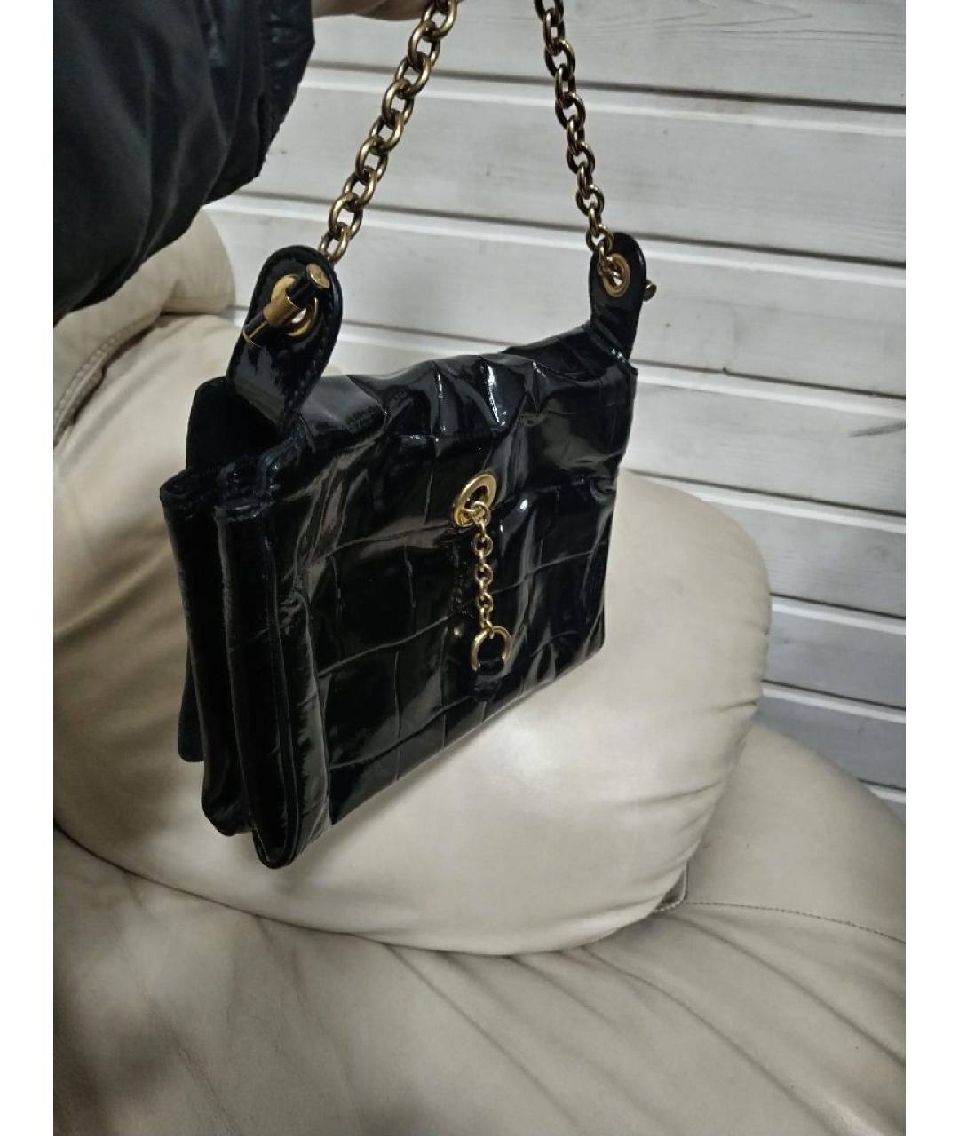 SAINT LAURENT Черная сумка через плечо из лакированной кожи, фото 3