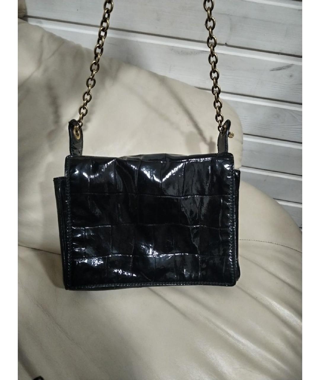 SAINT LAURENT Черная сумка через плечо из лакированной кожи, фото 2