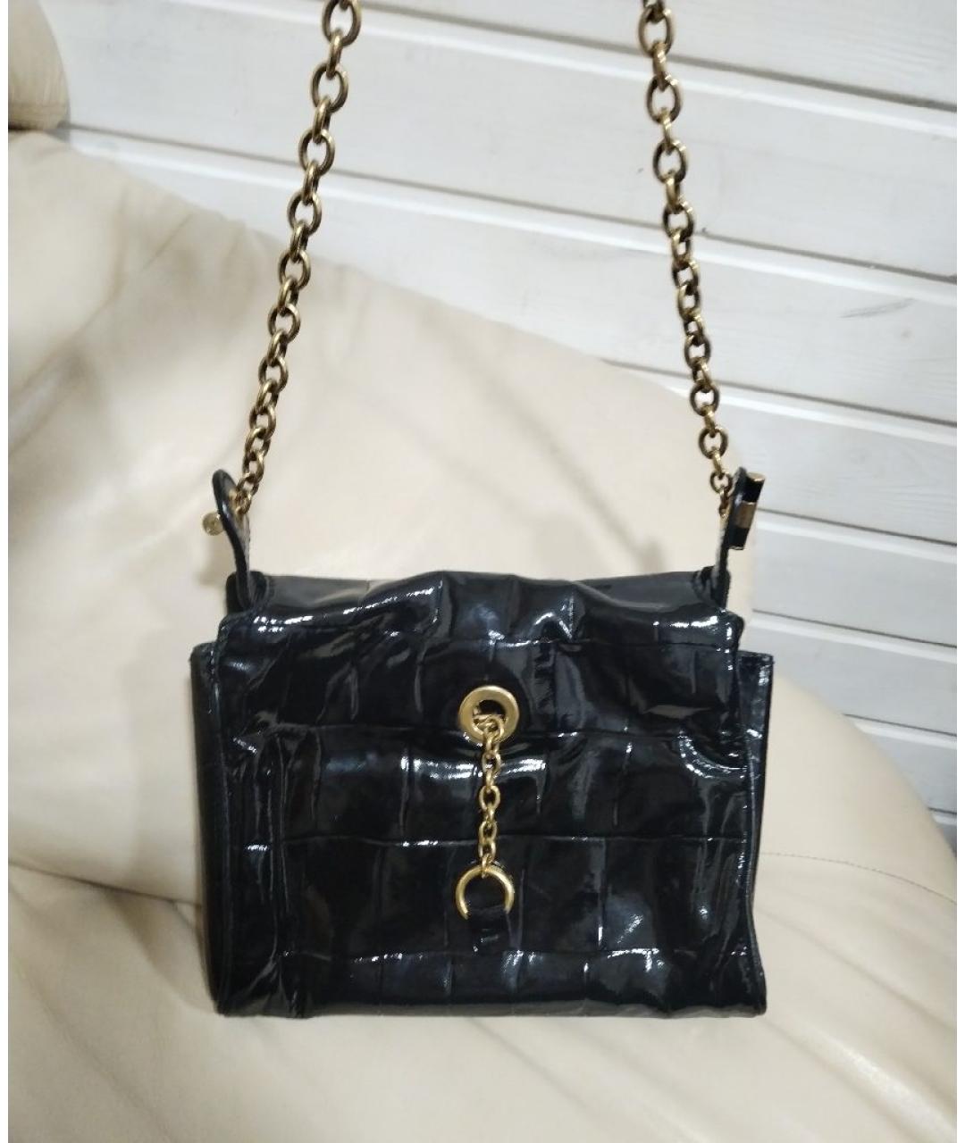 SAINT LAURENT Черная сумка через плечо из лакированной кожи, фото 5