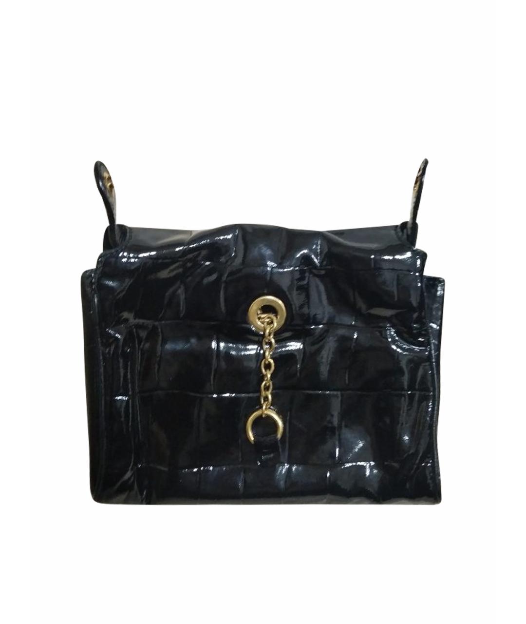 SAINT LAURENT Черная сумка через плечо из лакированной кожи, фото 1