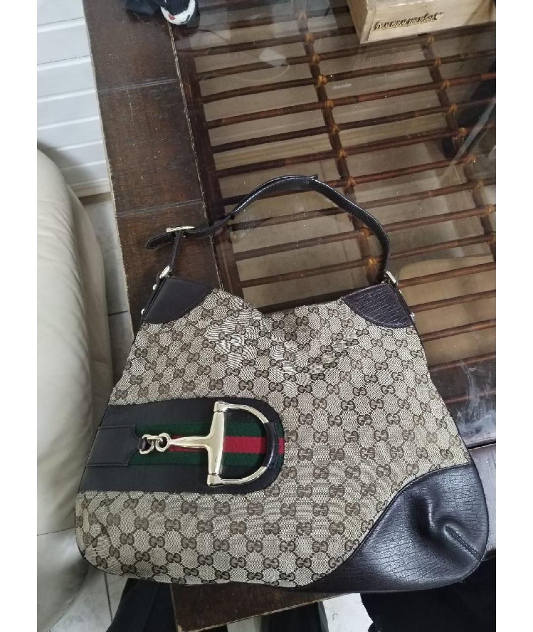 GUCCI Бежевая жаккардовая сумка через плечо, фото 7