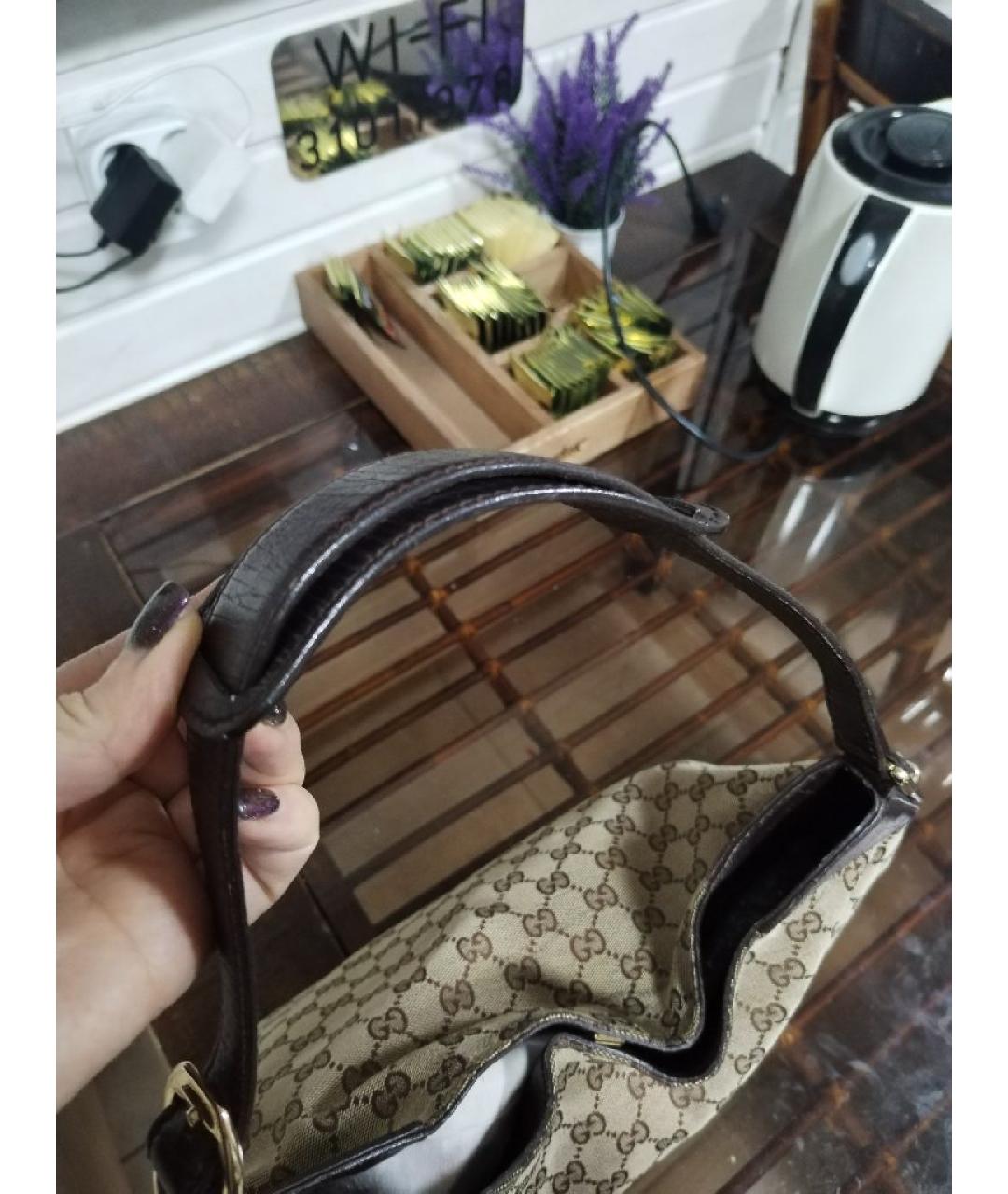 GUCCI Бежевая жаккардовая сумка через плечо, фото 3