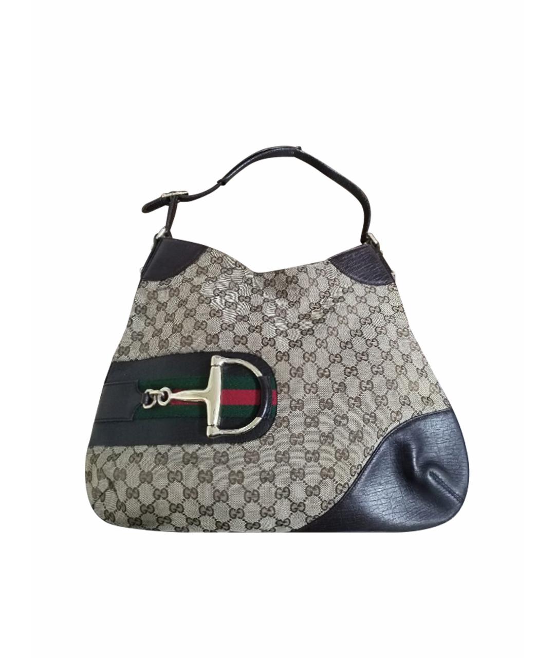 GUCCI Бежевая жаккардовая сумка через плечо, фото 1