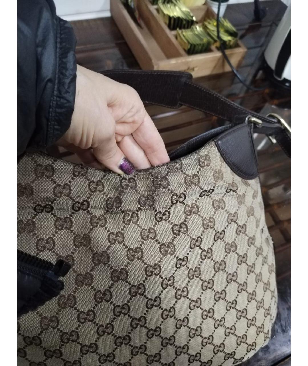 GUCCI Бежевая жаккардовая сумка через плечо, фото 5