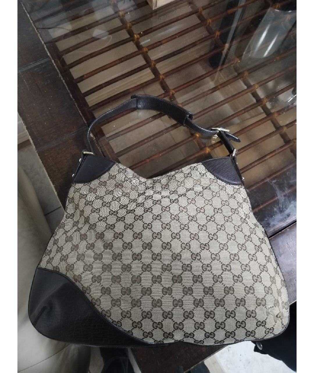 GUCCI Бежевая жаккардовая сумка через плечо, фото 2