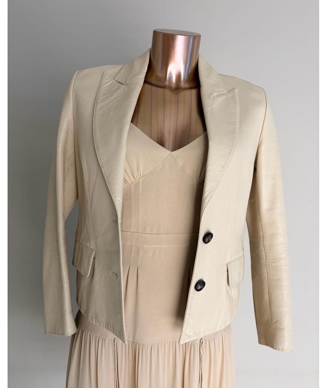YANA RASKOVALOVA Бежевый креповый жакет/пиджак, фото 4