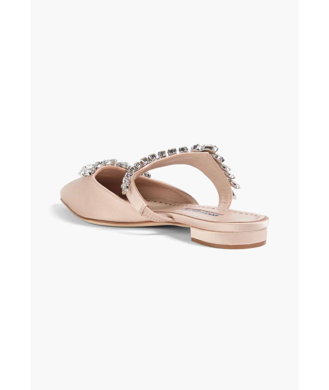 MANOLO BLAHNIK Розовые текстильные мюли, фото 3