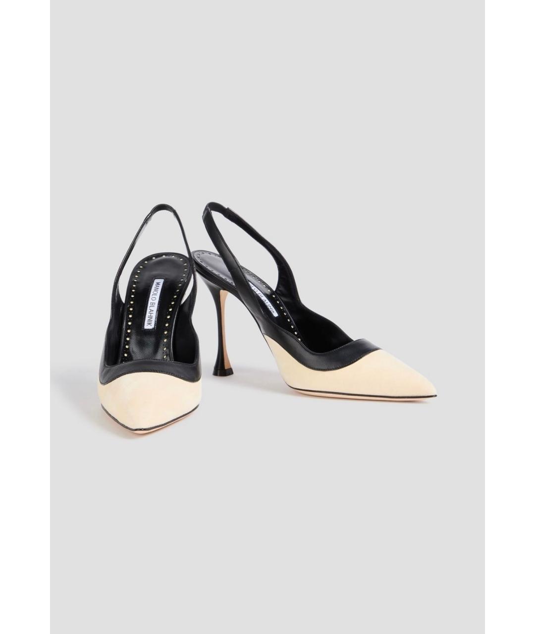 MANOLO BLAHNIK Бежевые кожаные туфли, фото 2