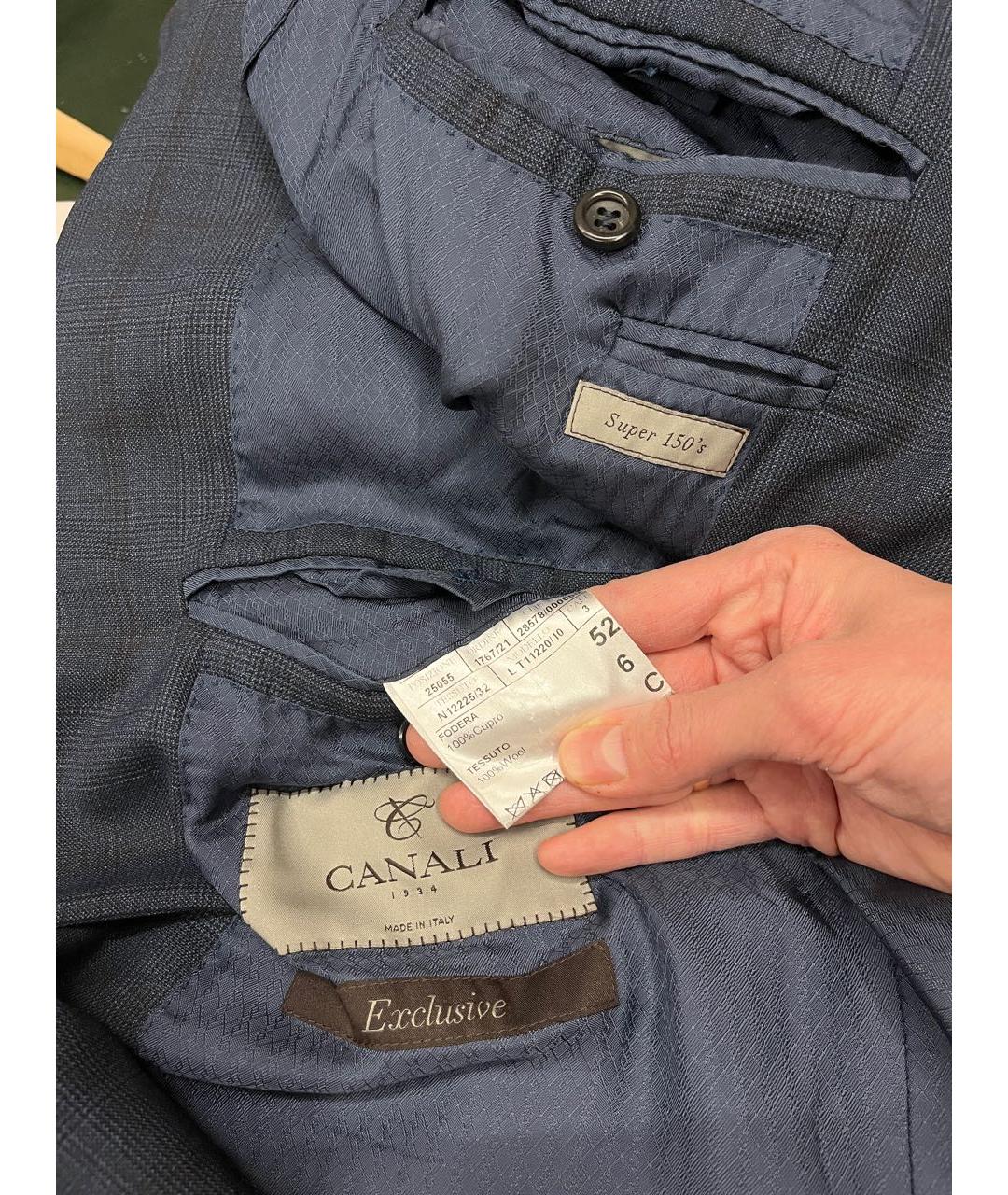 CANALI Темно-синий шерстяной пиджак, фото 4