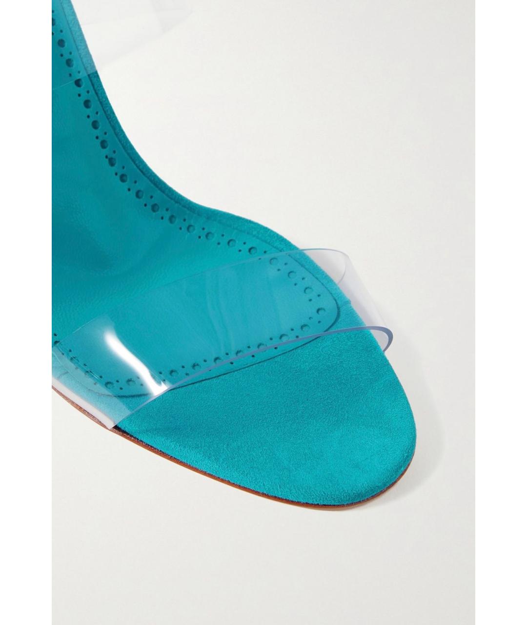 MANOLO BLAHNIK Бирюзовые замшевые мюли, фото 4