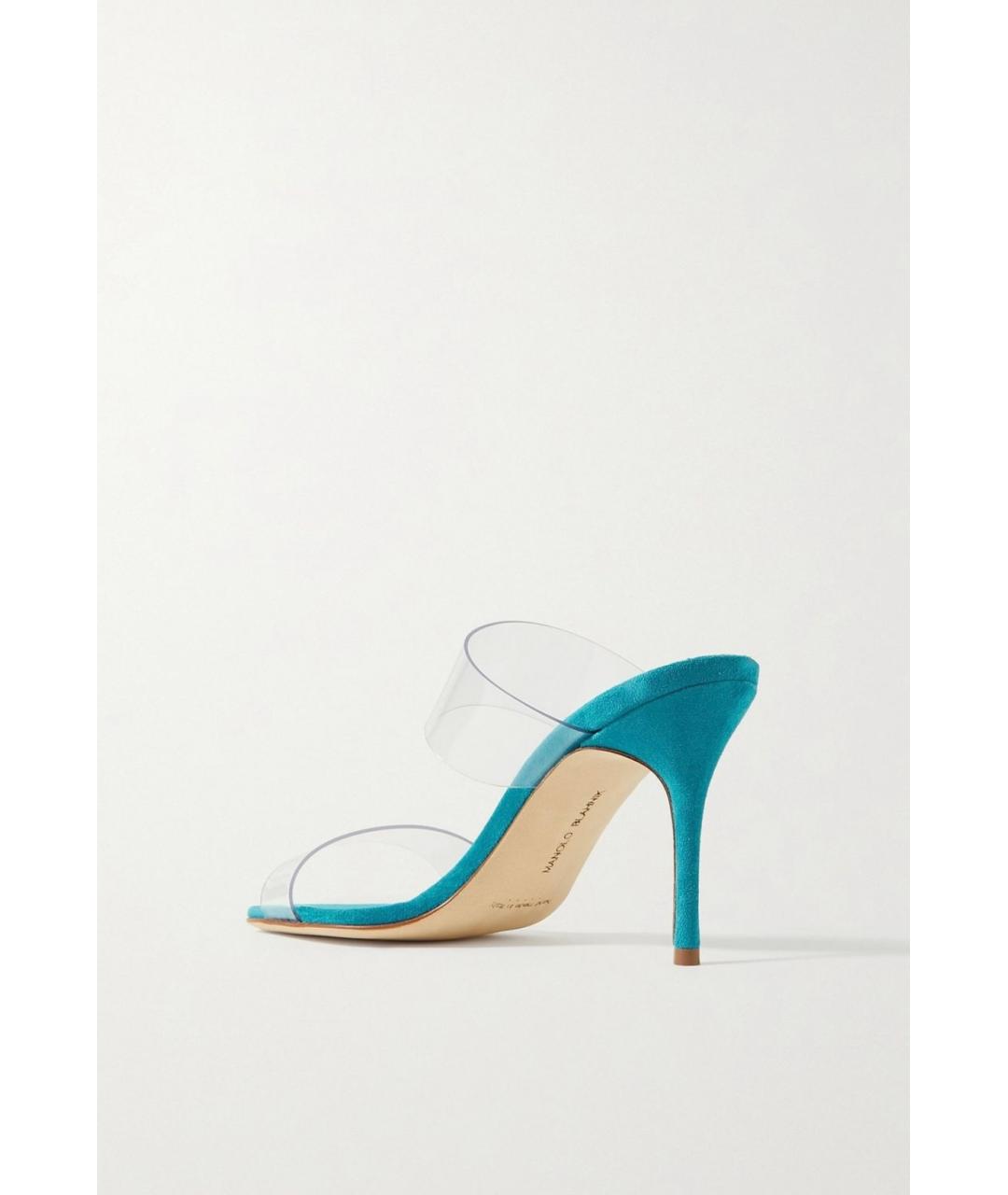 MANOLO BLAHNIK Бирюзовые замшевые мюли, фото 3