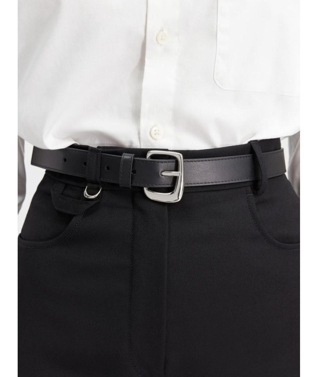 JACQUEMUS Черный кожаный ремень, фото 3