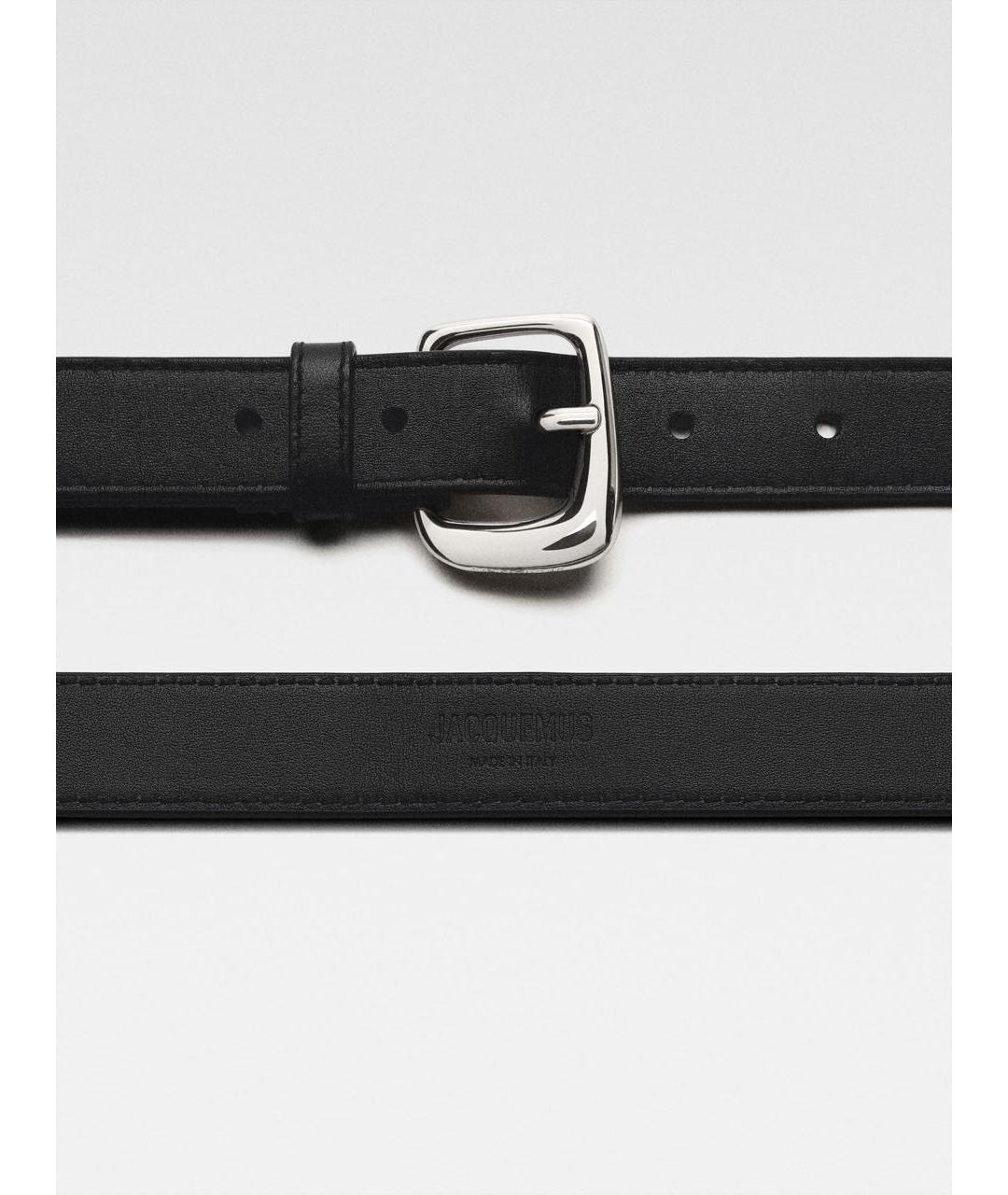 JACQUEMUS Черный кожаный ремень, фото 4