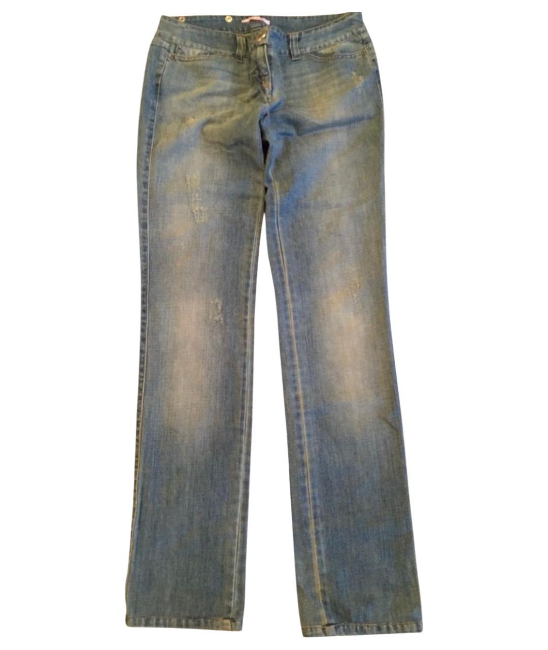 BLUGIRL Голубые хлопковые прямые джинсы, фото 1