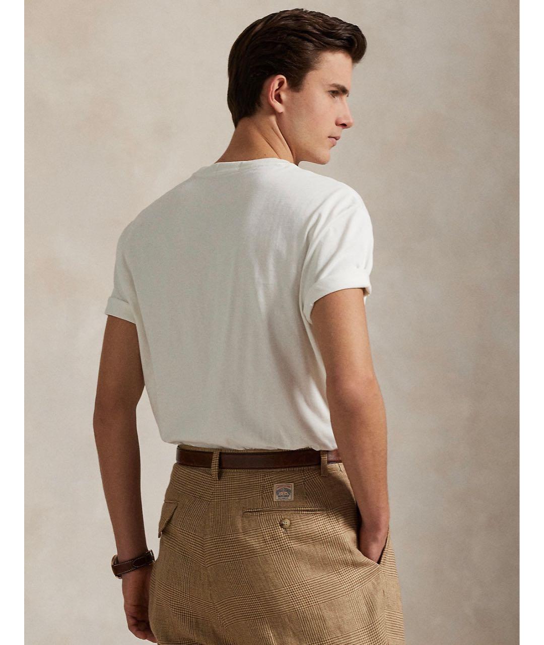 POLO RALPH LAUREN Бежевая хлопковая футболка, фото 3