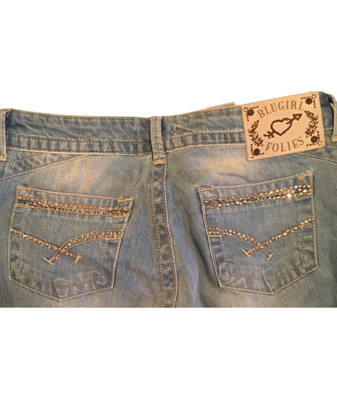 BLUGIRL Голубые хлопковые джинсы клеш, фото 3
