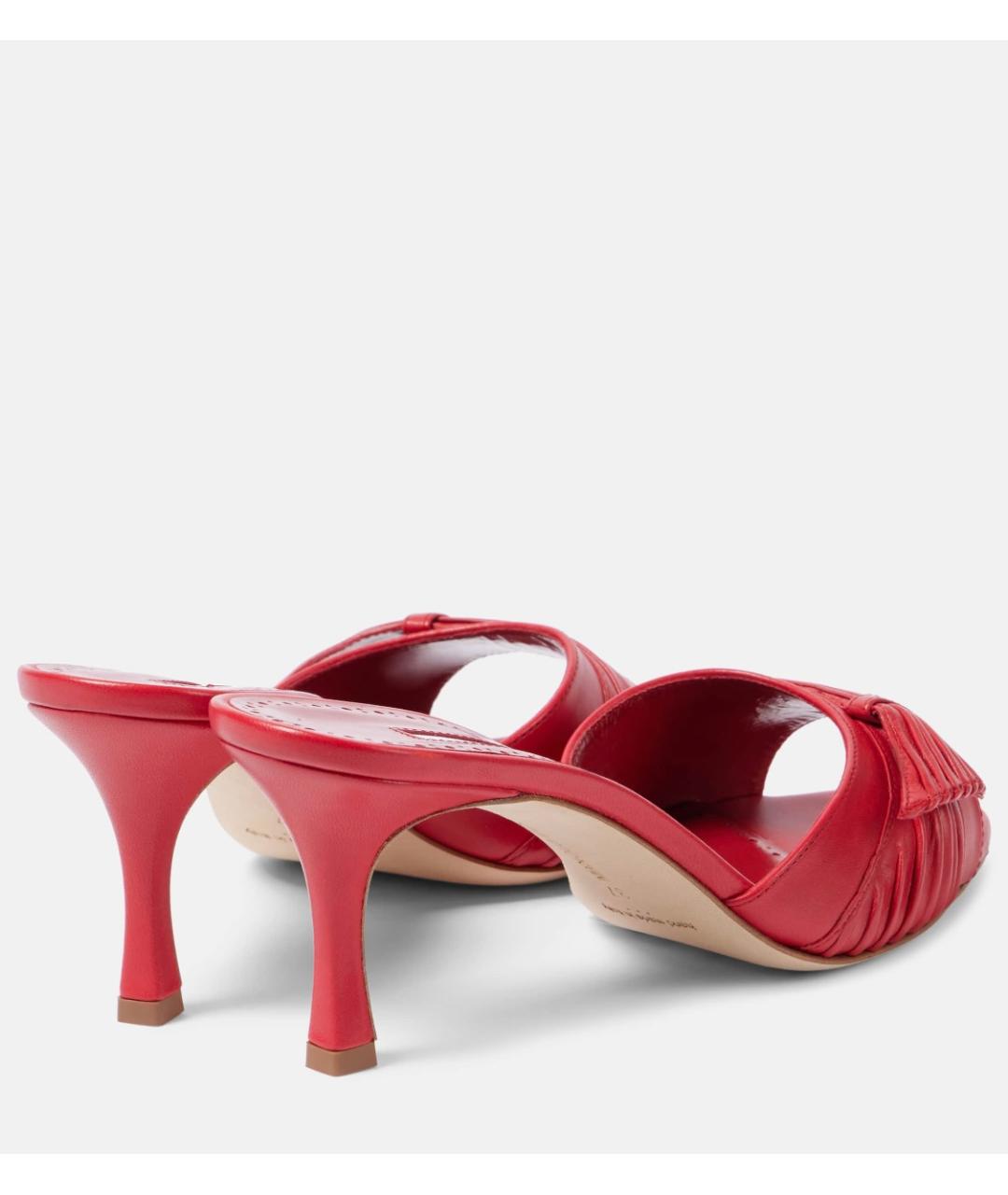 MANOLO BLAHNIK Красные кожаные мюли, фото 4