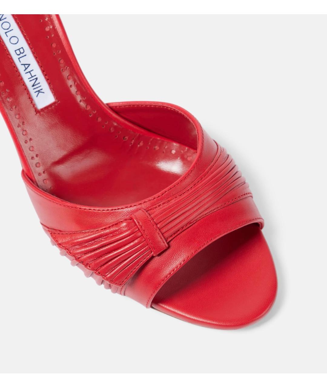 MANOLO BLAHNIK Красные кожаные мюли, фото 3